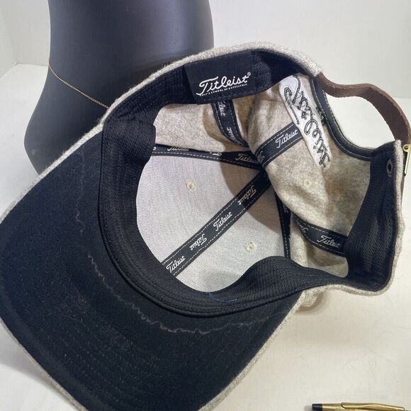 Titleist gray wool flannel rare Gray With raised logo strapback baseball cap hat - Picture 5 of 5